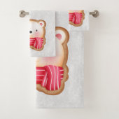 Niedliche Bärenfront Red Scarf & Rosy Cheeks Weihn Badhandtuch Set (Insitu)