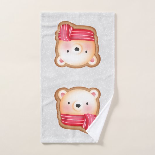 Niedliche Bärenfront Red Scarf & Rosy Cheeks Weihn Badhandtuch Set (Handtuch)