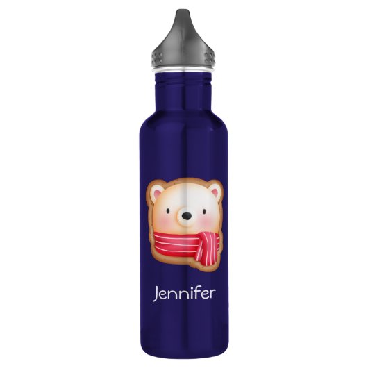 Niedliche Bärenfront Red Scarf & Rosy Cheeks Weihn Edelstahlflasche (Links)