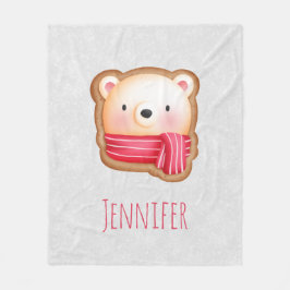 Niedliche Bärenfront Red Scarf & Rosy Cheeks Weihn Fleecedecke