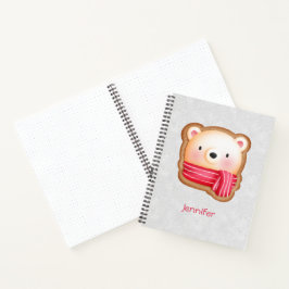Niedliche Bärenfront Red Scarf & Rosy Cheeks Weihn Notizblock