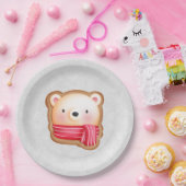 Niedliche Bärenfront Red Scarf & Rosy Cheeks Weihn Pappteller (Party)