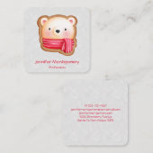 Niedliche Bärenfront Red Scarf & Rosy Cheeks Weihn Quadratische Visitenkarte (Vorne/Hinten)
