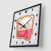 Niedliche Bärenfront Red Scarf & Rosy Cheeks Weihn Quadratische Wanduhr (Winkel)