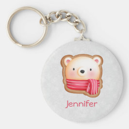 Niedliche Bärenfront Red Scarf & Rosy Cheeks Weihn Schlüsselanhänger