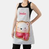 Niedliche Bärenfront Red Scarf & Rosy Cheeks Weihn Schürze (InSitu)