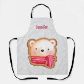 Niedliche Bärenfront Red Scarf & Rosy Cheeks Weihn Schürze (Vorderseite)