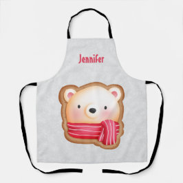 Niedliche Bärenfront Red Scarf & Rosy Cheeks Weihn Schürze