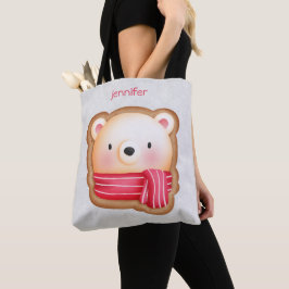 Niedliche Bärenfront Red Scarf & Rosy Cheeks Weihn Tasche
