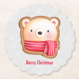 Niedliche Bärenfront Red Scarf & Rosy Cheeks Weihn Untersetzer