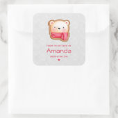 Niedliche Bärenfront Roter Scarf & Rosy Cheeken Kü Quadratischer Aufkleber (Tasche)