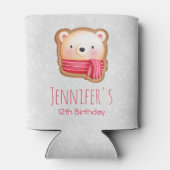 Niedliche Bärenfront Roter Scarf & Rosy Cheeks Geb Dosenkühler (Rückseite)