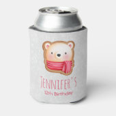 Niedliche Bärenfront Roter Scarf & Rosy Cheeks Geb Dosenkühler (Kanne Rückseite)