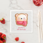 Niedliche Bärenfront Roter Scarf & Rosy Cheeks Geb Serviette (Beispiel)