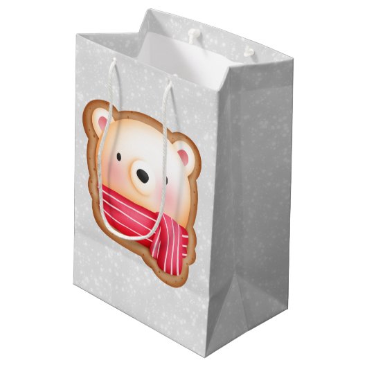 Niedliche Bärenfront Roter Scarf & Rosy Cheeks Mittlere Geschenktüte (Rückseite Schrägansicht)