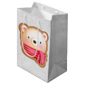 Niedliche Bärenfront Roter Scarf & Rosy Cheeks Mittlere Geschenktüte (Vorderseite Schrägansicht)