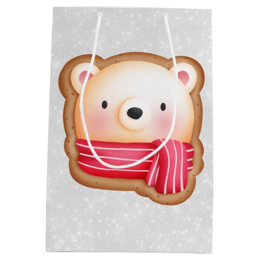 Niedliche Bärenfront Roter Scarf & Rosy Cheeks Mittlere Geschenktüte (Rückseite)