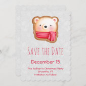 Niedliche Bärenfront Roter Scarf & Rosy Cheeks Save The Date (Vorne/Hinten)