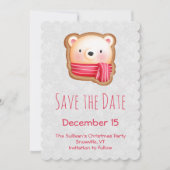 Niedliche Bärenfront Roter Scarf & Rosy Cheeks Save The Date (Vorderseite)