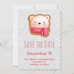 Niedliche Bärenfront Roter Scarf & Rosy Cheeks Save The Date