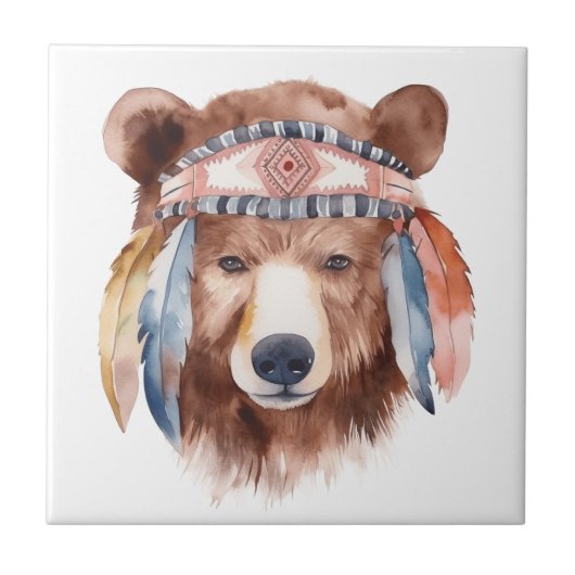 Niedliche Bärengestaltung Fliese (Vorderseite)