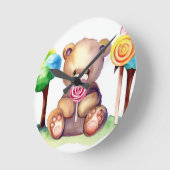 Niedliche Bärenhalterung Kinderzimmer Runde Wanduhr (Winkel)