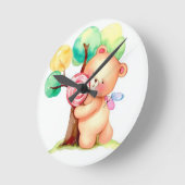 Niedliche Bärenhalterung Kinderzimmer Runde Wanduhr (Winkel)
