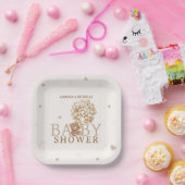 Niedliche Bärenherzen Beige hellbraune Babydusche Pappteller (Party)