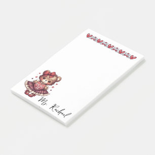 Niedliche Bärenhugs für Sie Valentine Personalisie Post-it Klebezettel