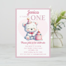 Niedliche Bärenkinder zum 1. Geburtstag Einladung