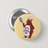 Niedliche Bärenküche, kochen wir Koch Geschenk Button (Vorne & Hinten)