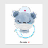 Niedliche Bärennahrung mit einer medizinischen Mas Aufkleber (Blatt)