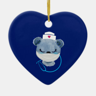 Niedliche Bärennahrung mit einer medizinischen Mas Keramik Ornament