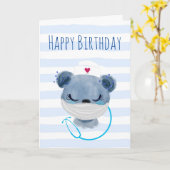 Niedliche Bärennahrung mit Maske Happy Birthday Karte (Gelbe Blume)