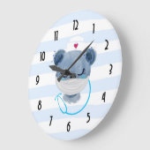 Niedliche Bärennahrung mit Schutzmaske Große Wanduhr (Winkel)