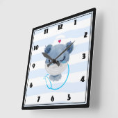 Niedliche Bärennahrung mit Schutzmaske Quadratische Wanduhr (Winkel)