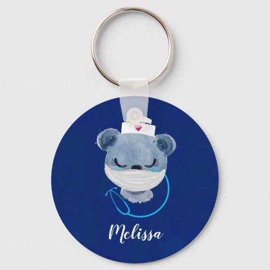 Niedliche Bärennahrung mit Schutzmaske Schlüsselanhänger (Vorderseite)