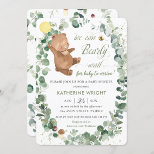 Niedliche Bärenpflanze Gender Neutral Baby Dusche Einladung
