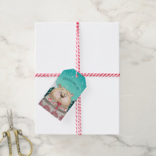Niedliche Bärenschneeszene mit Liebe Weihnachten Geschenkanhänger