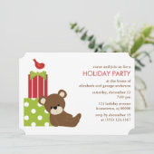 Niedliche Bärenweihnachtsfeier Einladung (Stehend Vorderseite)