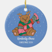 Niedliche Bärenweihnachtsferien Keramik Ornament (Hinten)