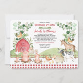 Niedliche Barnyard Animals Kinderdusche per Post Einladung (Vorderseite)