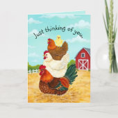 Niedliche Barnyard Chickens denken an Sie Karte (Vorderseite)