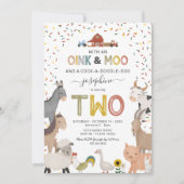 Niedliche Barnyard Farm 2. Geburtstag Einladung (Vorderseite)