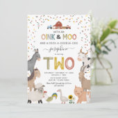 Niedliche Barnyard Farm 2. Geburtstag Einladung (Stehend Vorderseite)