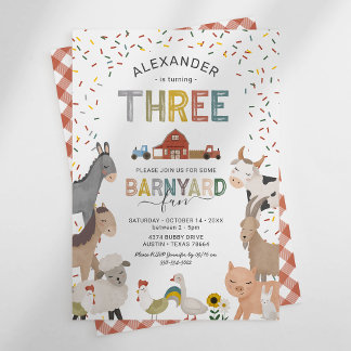 Niedliche Barnyard Farm 3. Geburtstag Einladung