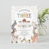 Niedliche Barnyard Farm 3. Geburtstag Einladung (Stehend Vorderseite)