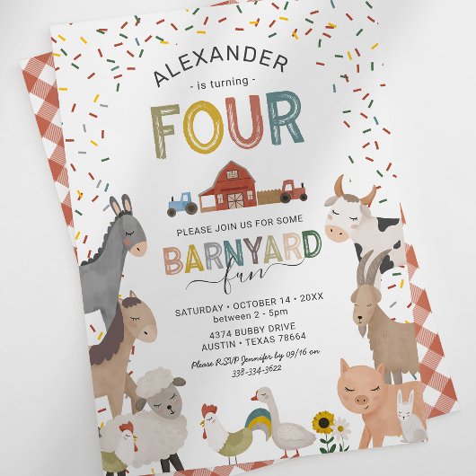 Niedliche Barnyard Farm 4. Geburtstag Einladung