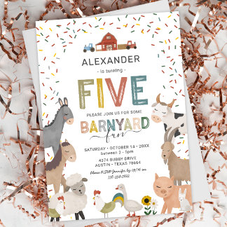 Niedliche Barnyard Farm 5. Geburtstag Einladung