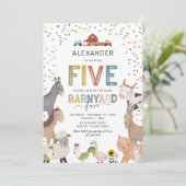 Niedliche Barnyard Farm 5. Geburtstag Einladung (Stehend Vorderseite)